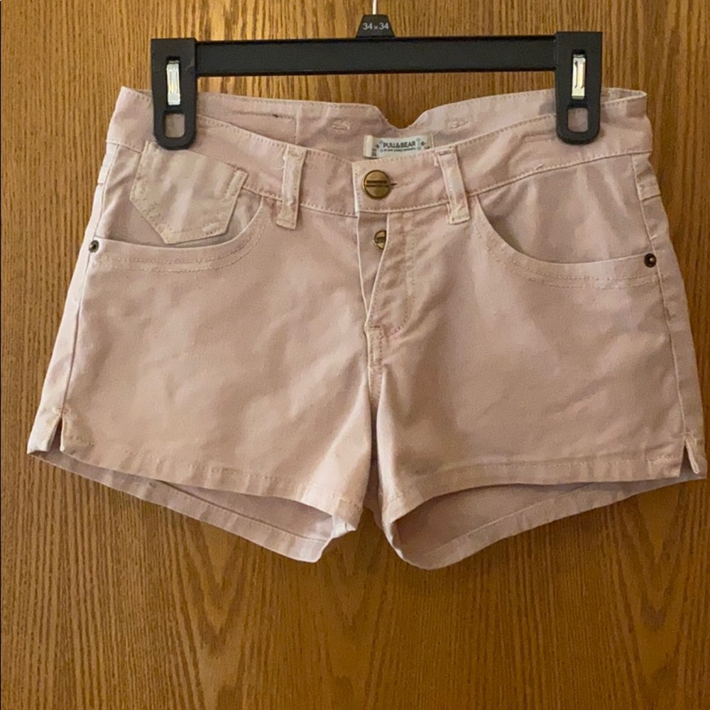 Pale pink denim shorts